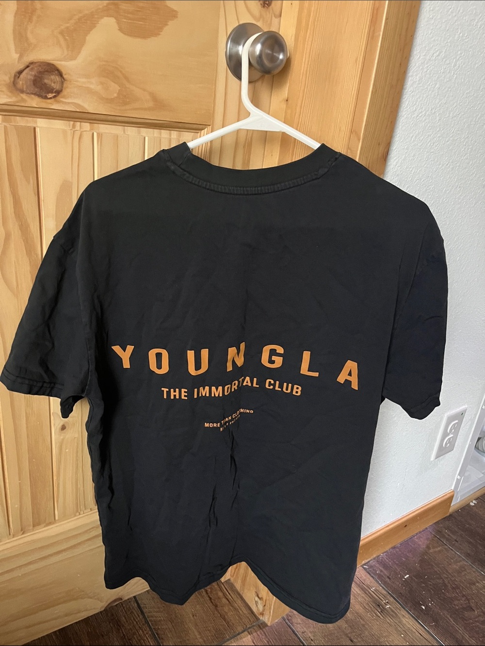 YoungLA Black Tee with Small Orange Logo - Picture 2 of 2